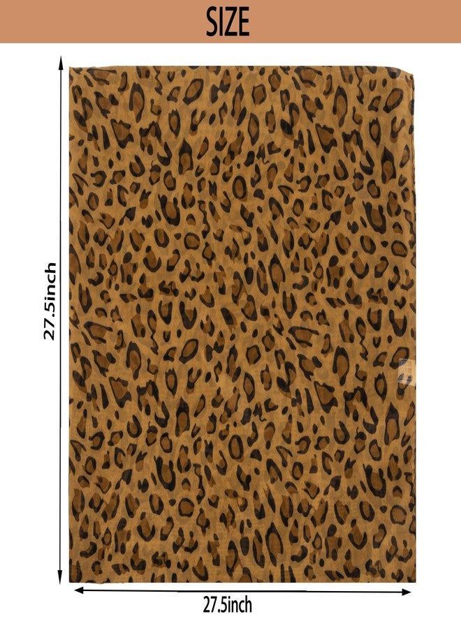 CaySep Womens Soft Lightweight 27'' Leopard-Print Fashion HeadScarf Neck Hair Small Square Scarf - Image 2